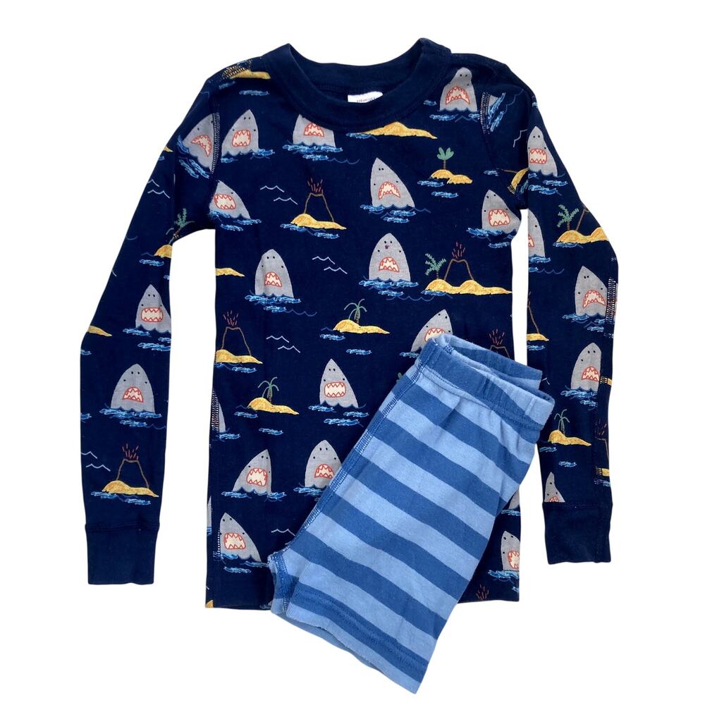 Hanna Andersson Shark Striped Pajamas - Blue - 5 or 110cm